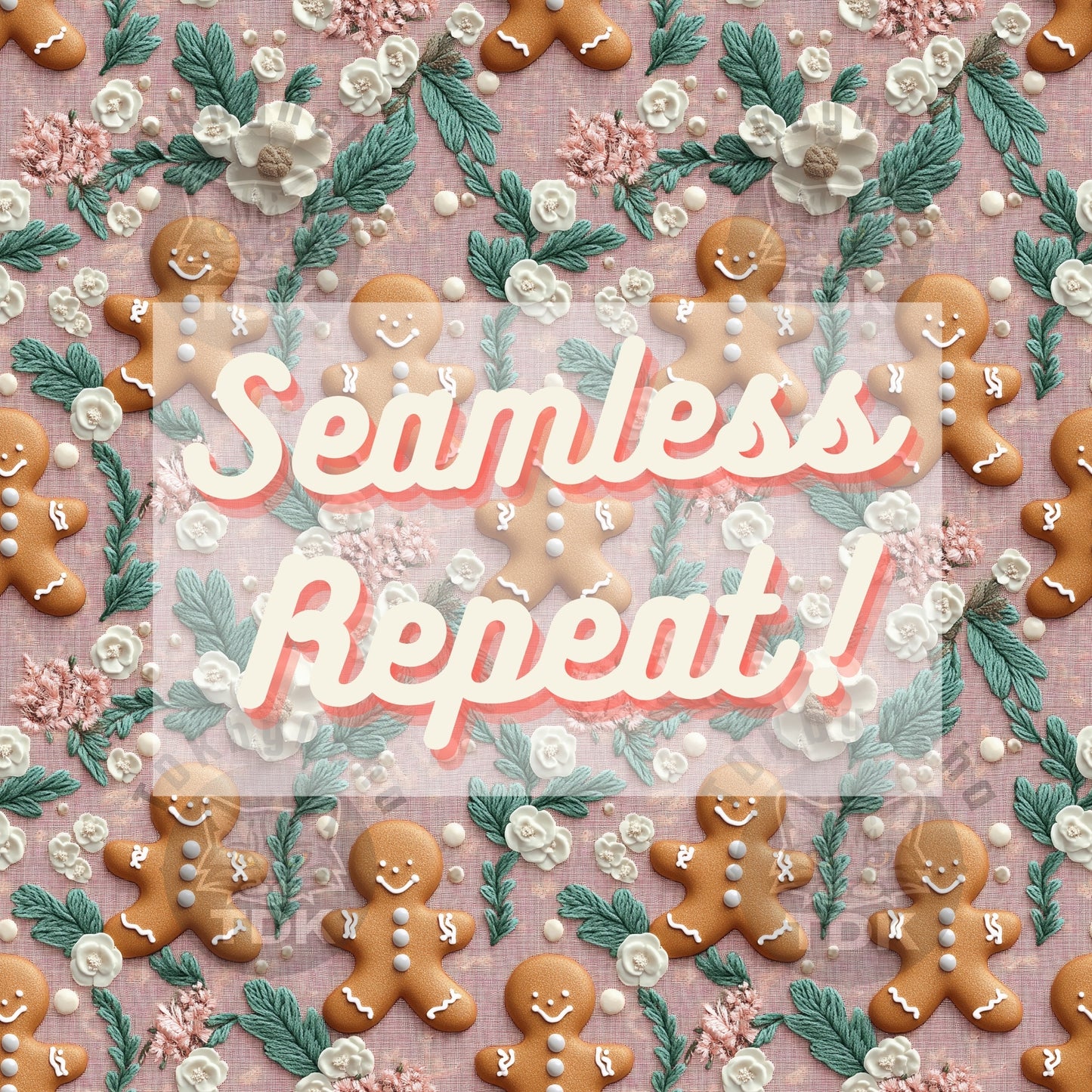 Floral Christmas Gingerbread Seamless