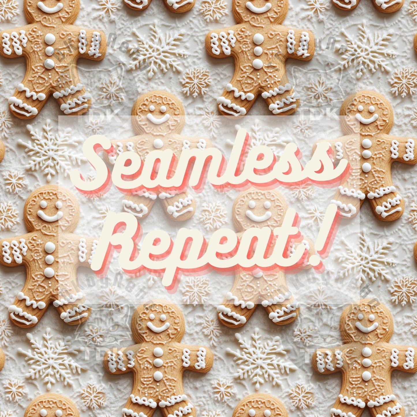 Christmas Gingerbread and Snowflakes Seamless