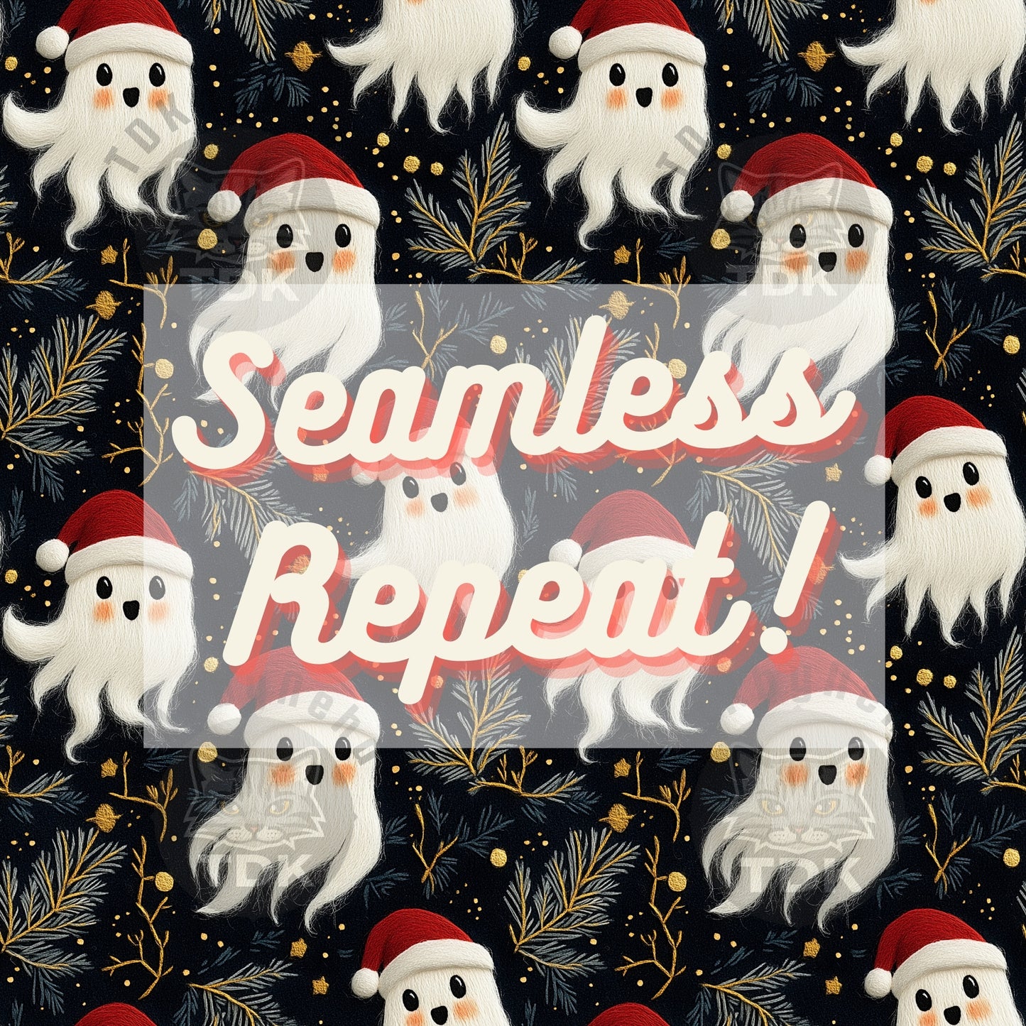Floral Christmas Ghost Seamless