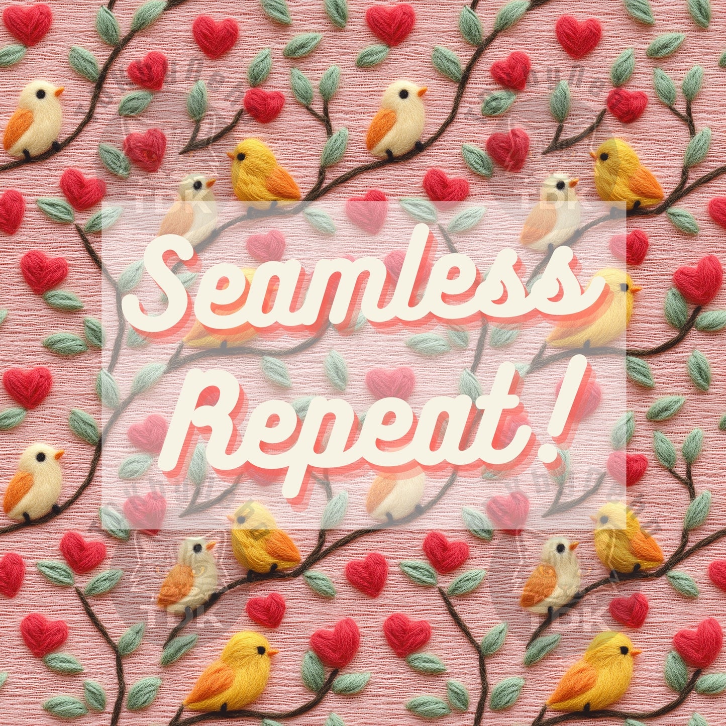 3D Fluffy Love Birdies Seamless JPG