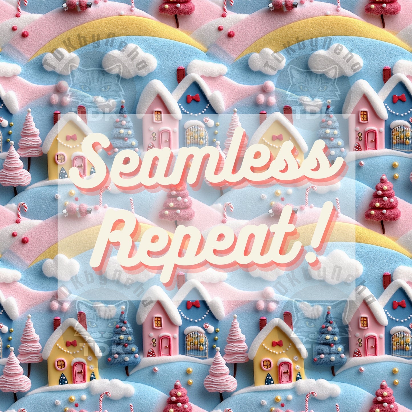 Colorful Preppy Christmas Town Seamless JPG