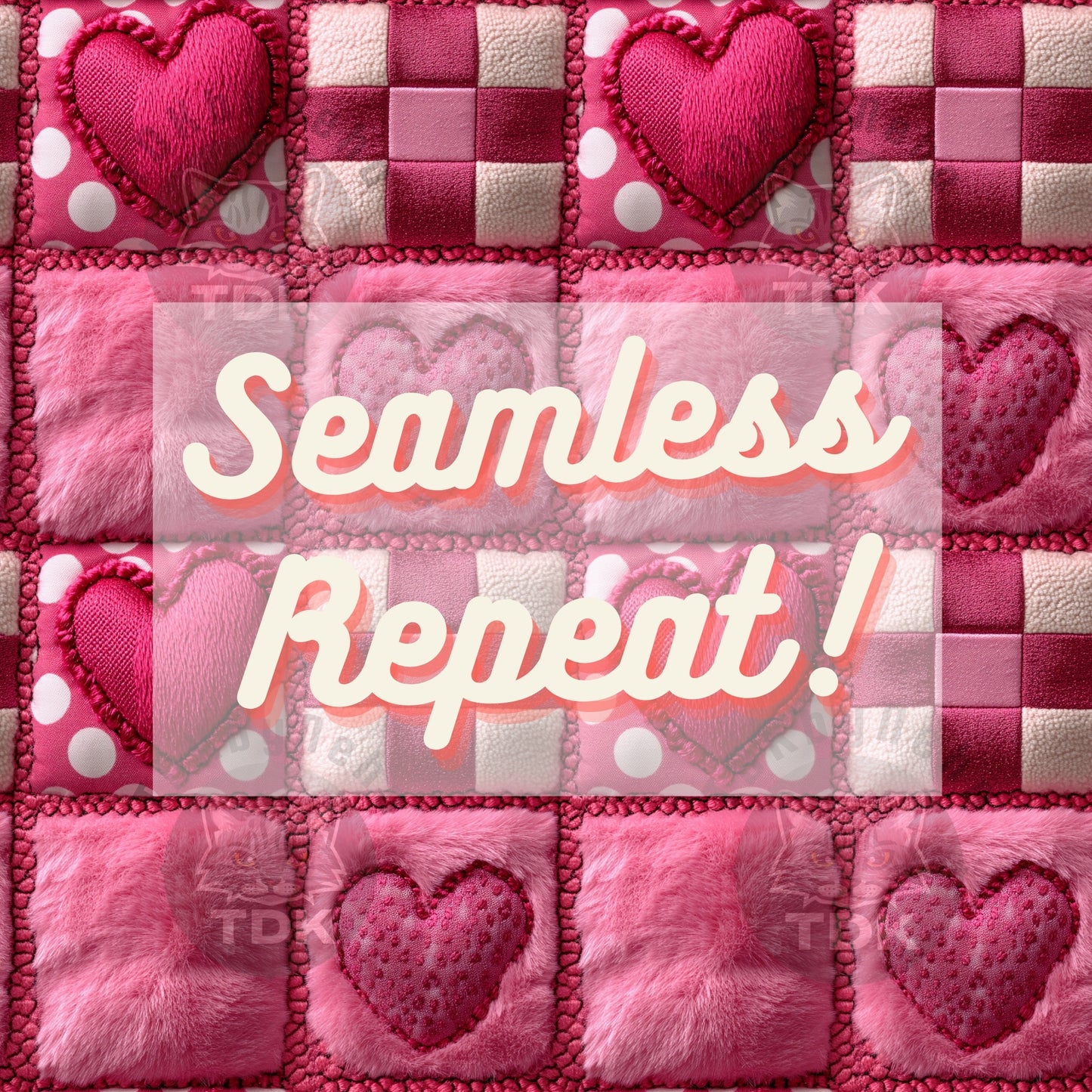 Checkered Love Theme Quilted Patchwork Seamless JPG