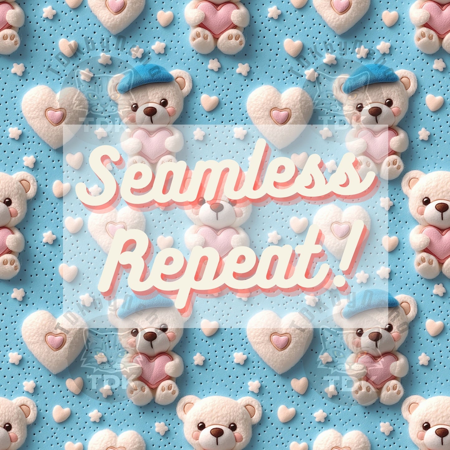 Cute Teddy Bears with Heart Seamless JPG