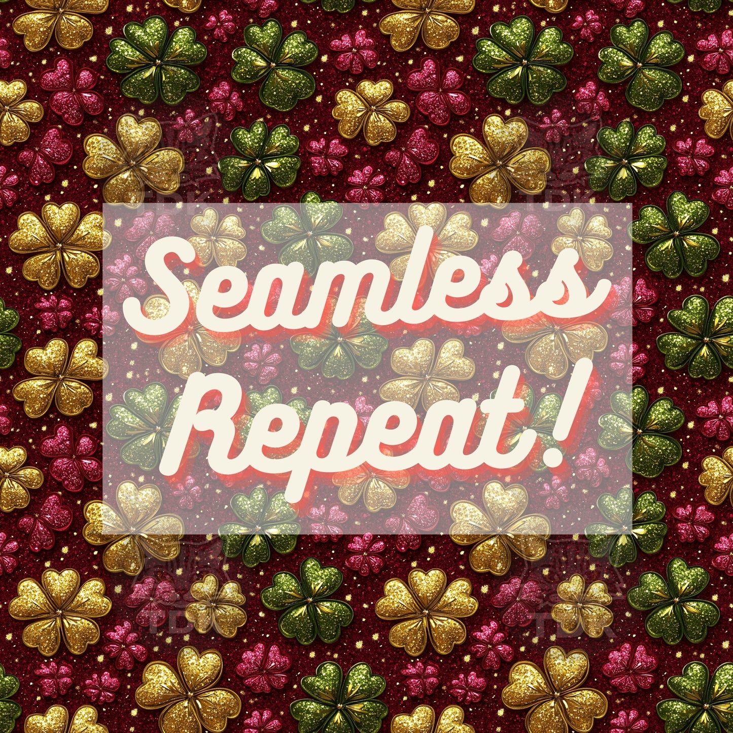 St. Patrick's Day Glittery Clovers Seamless JPG