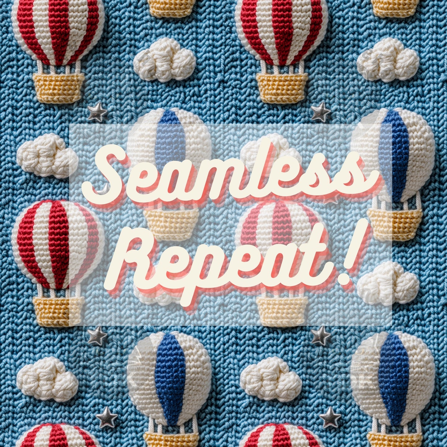 Red Blue White Hot Air Balloon Seamless JPG