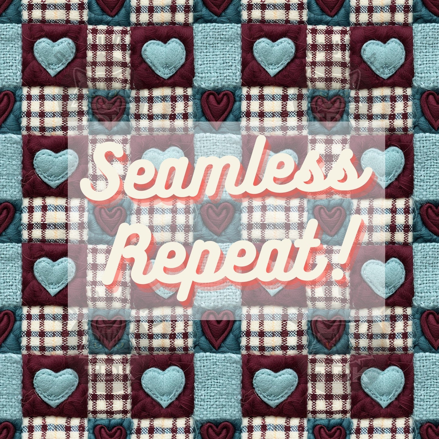 Plaids Checkered Blue and Brown Hearts Seamless JPG