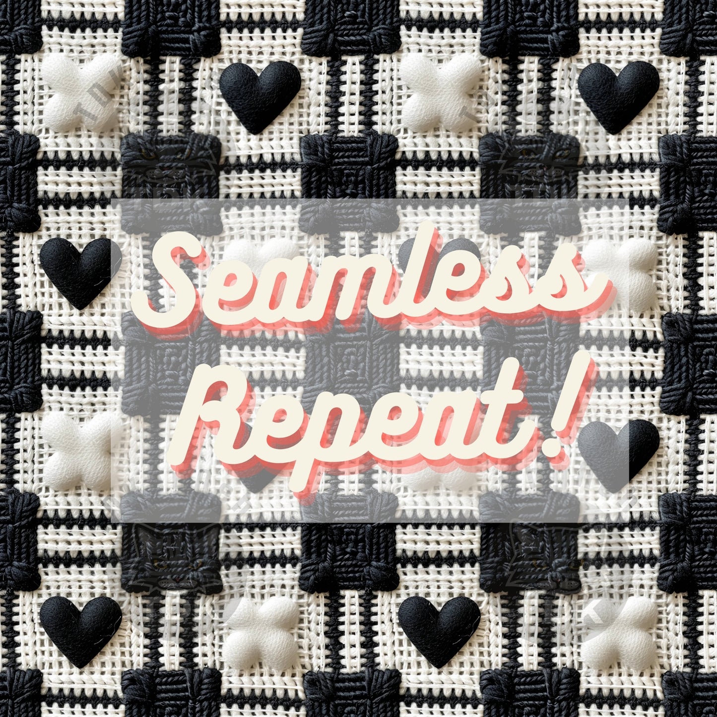 Checkered Black and White XOXO Hearts Seamless JPG