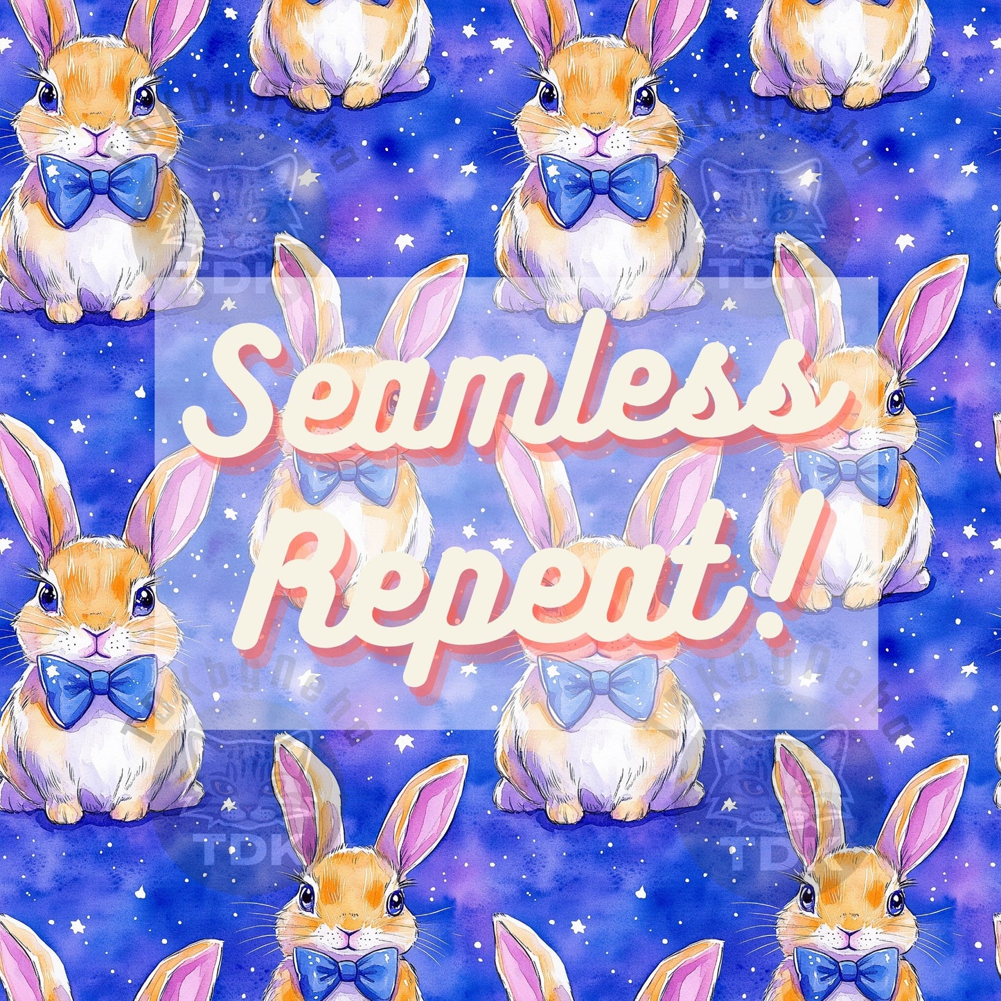 Preppy Blue BowTie Bunny Seamless
