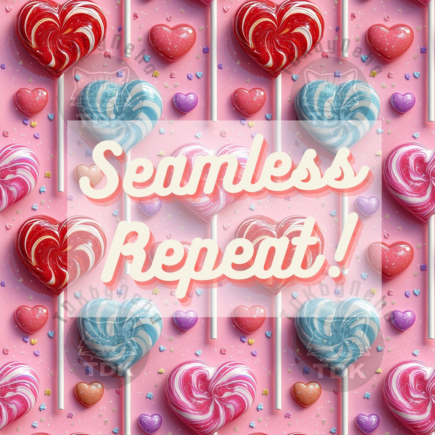 3D Candy Heart Lollipops Seamless JPG