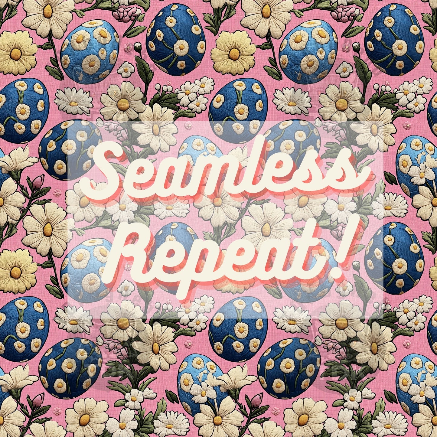 Easter Floral Boho Eggs Seamless L.Pink