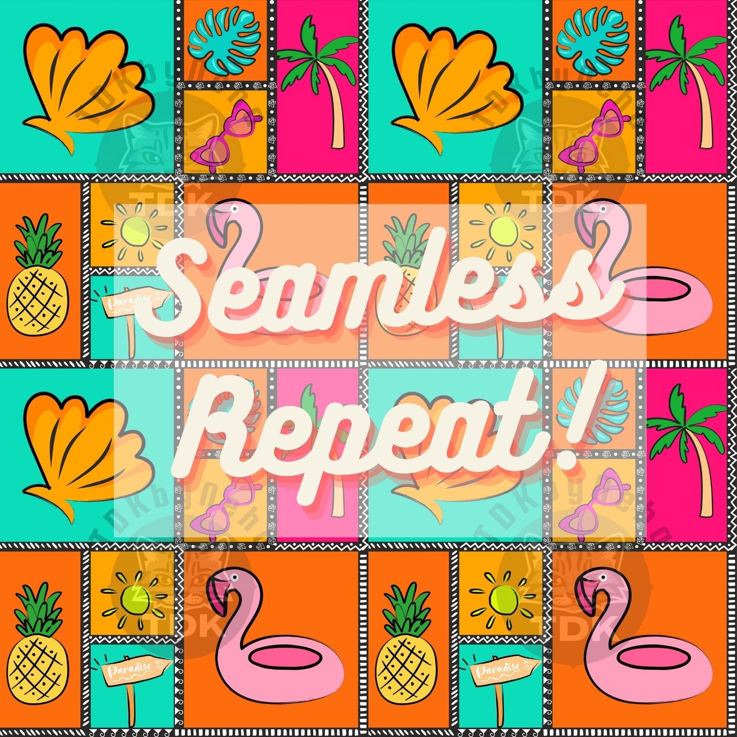 Neon Preppy Summer Patchwork Seamless (Pink)