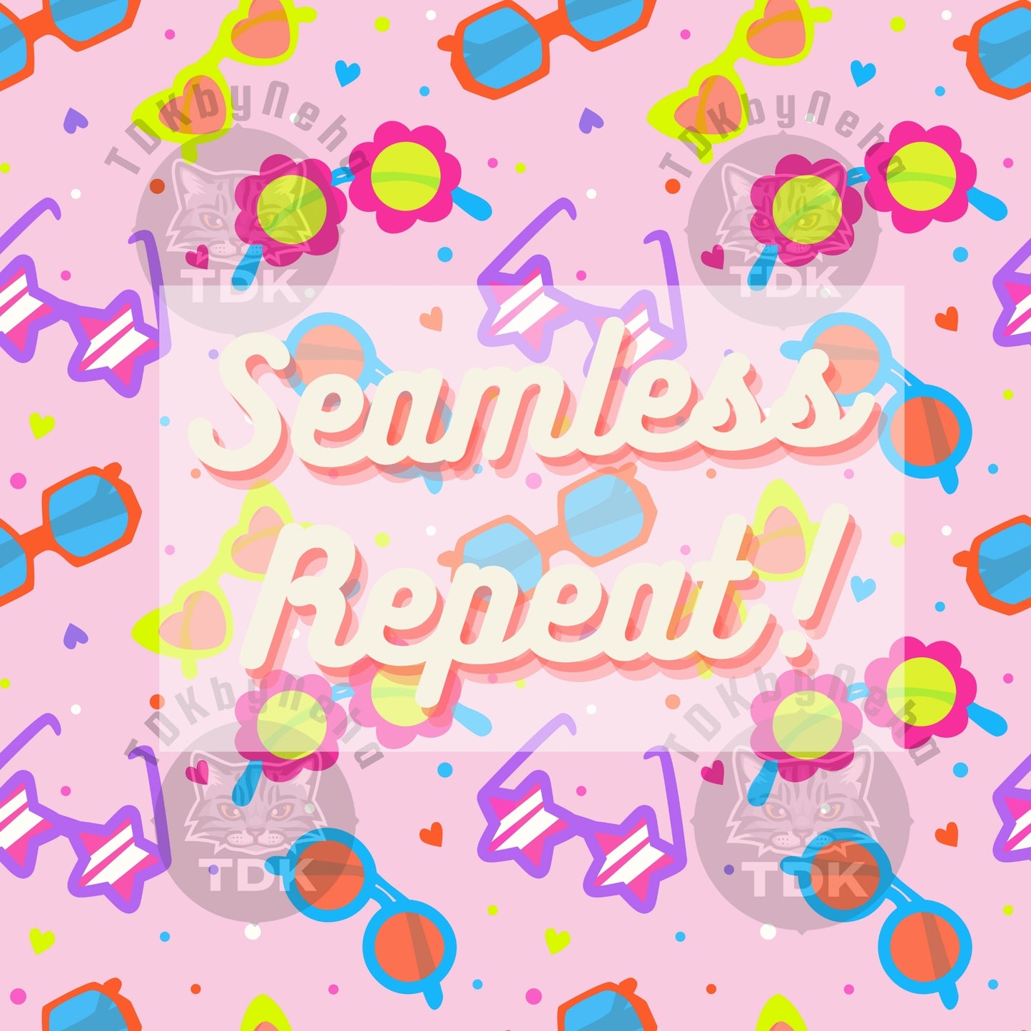 Preppy Neon Sunglasses Seamless (Pink)