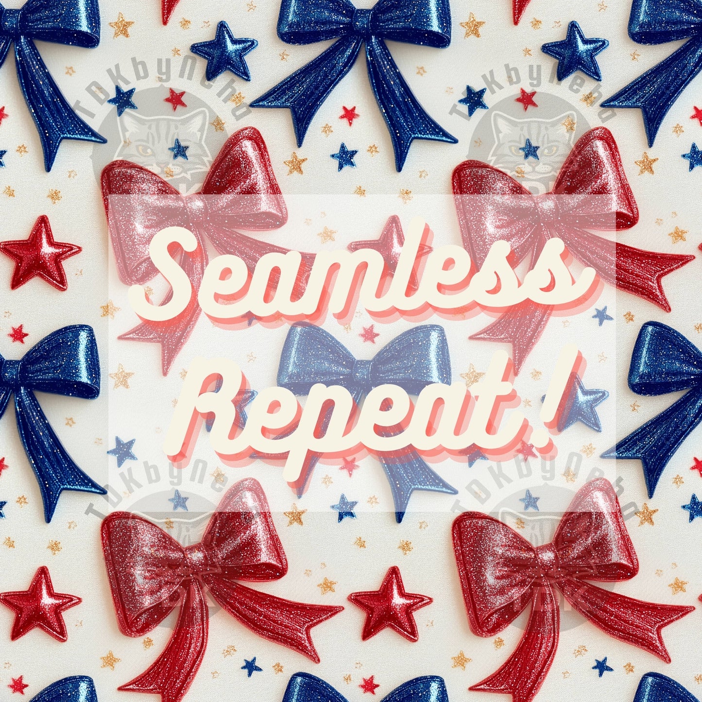 4th of July Glittery Coquette Bow Seamless