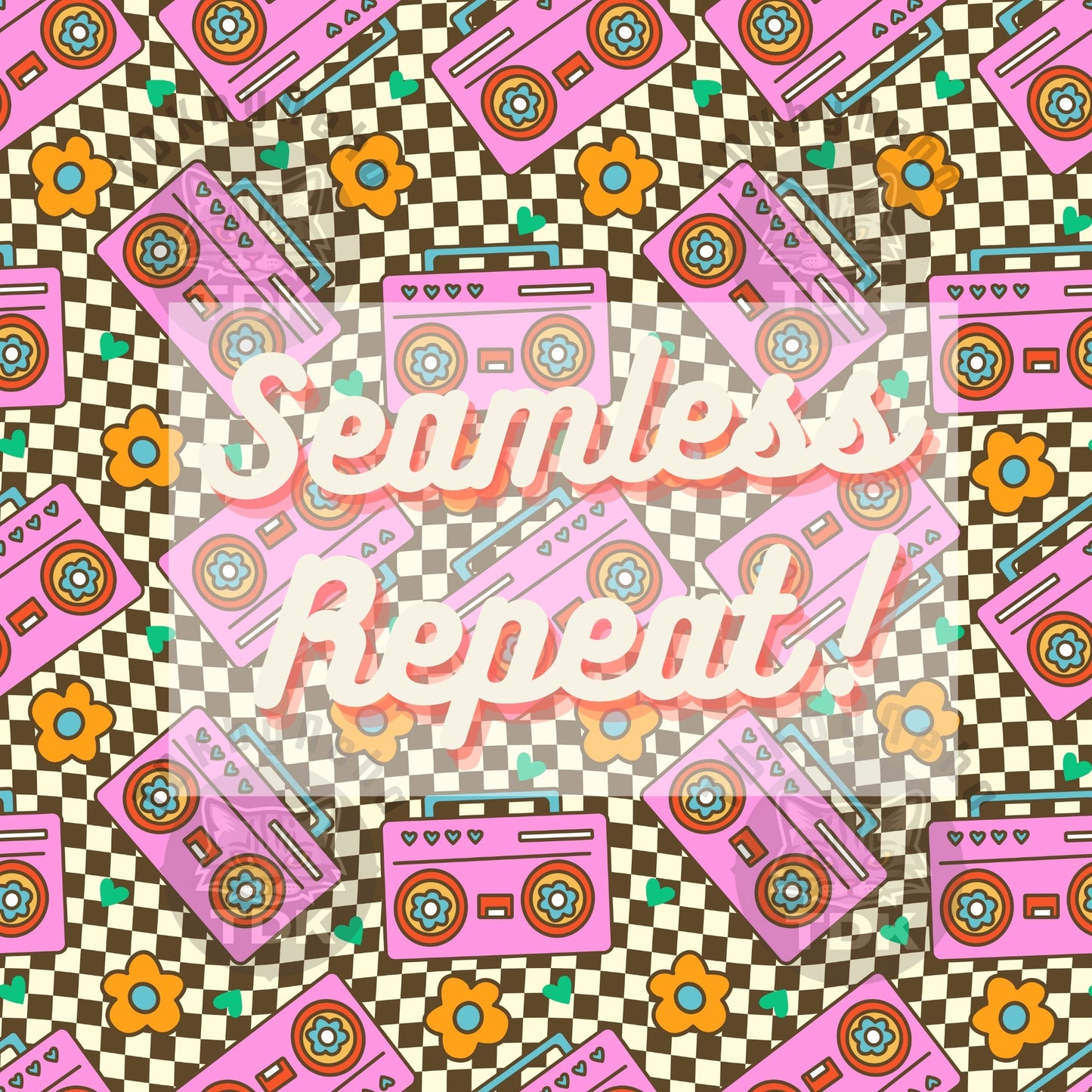 Groovy Checkered Radio Seamless B/W