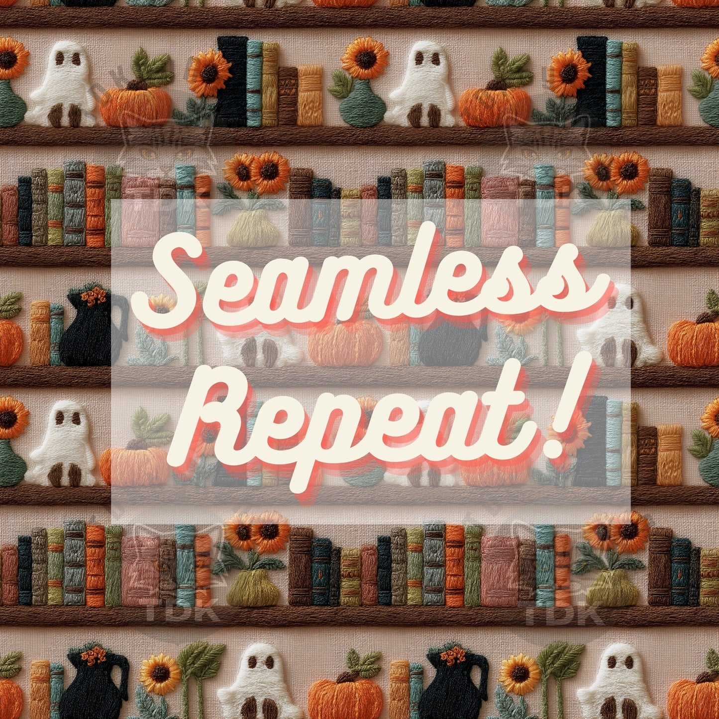 Halloween Bookshelf Ghost Seamless JPG