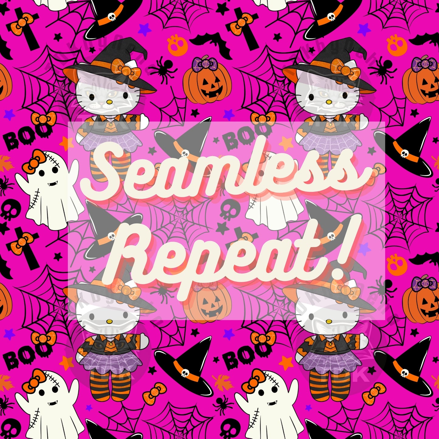 Website Exclusive - Kitty Spooky Seamless PNG (Pink)