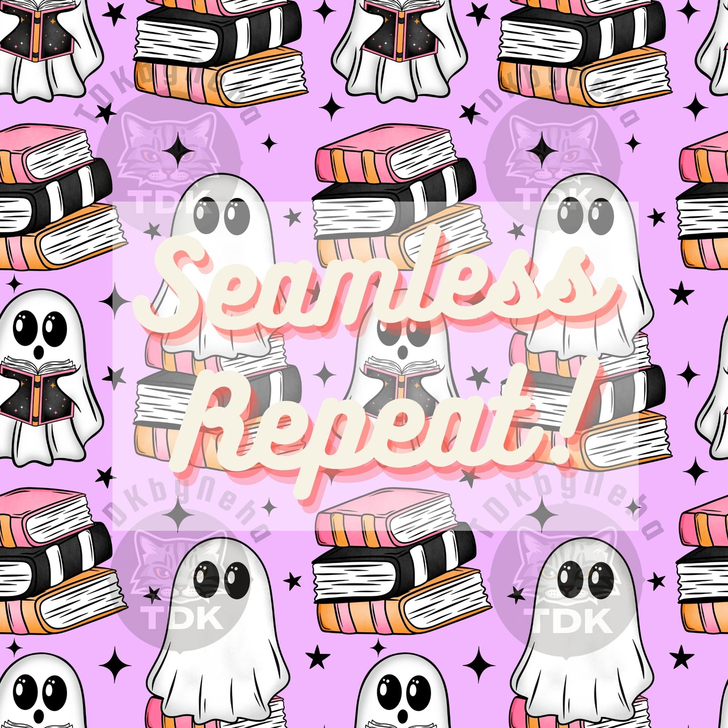 Ghost Books Seamless PNG (Lilac)