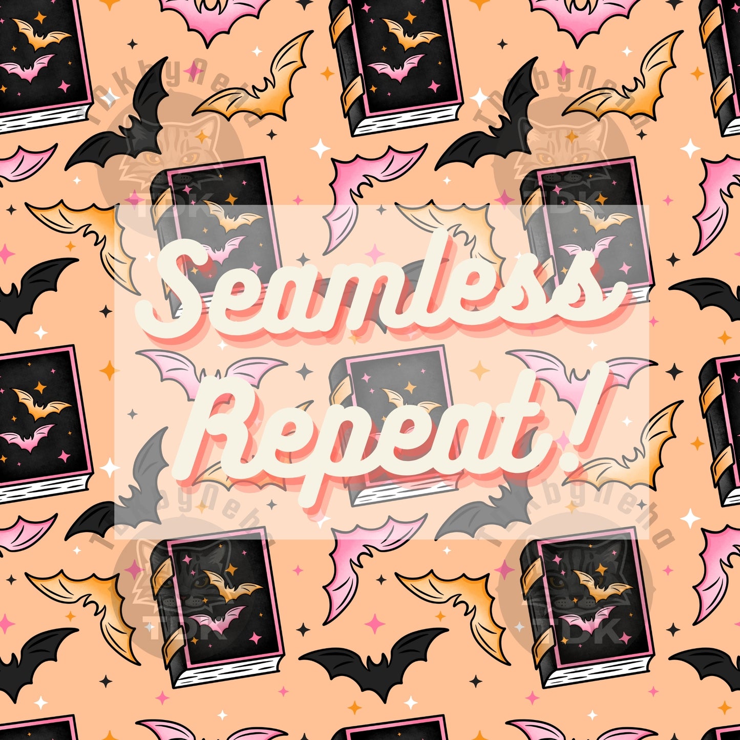 Batty Books Seamless PNG (Pastel)