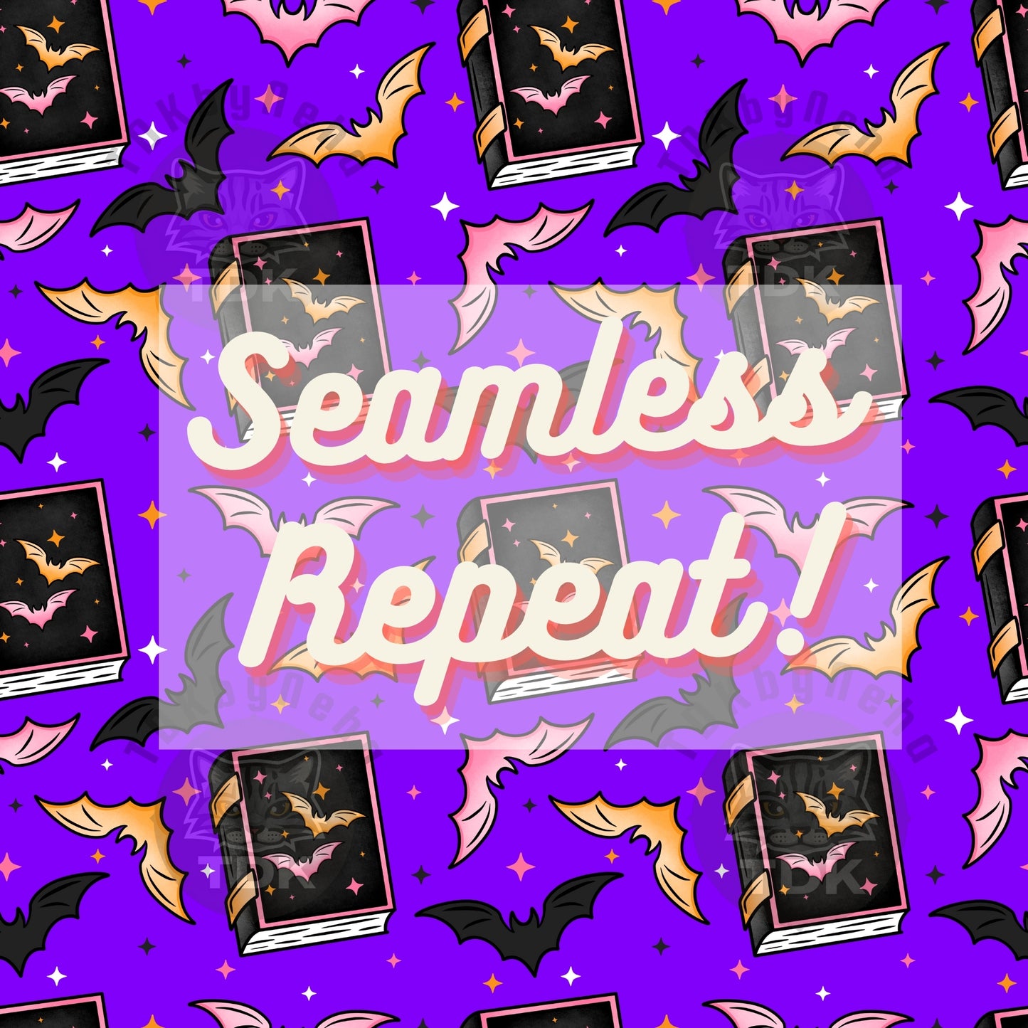 Batty Books Seamless PNG (Purple)