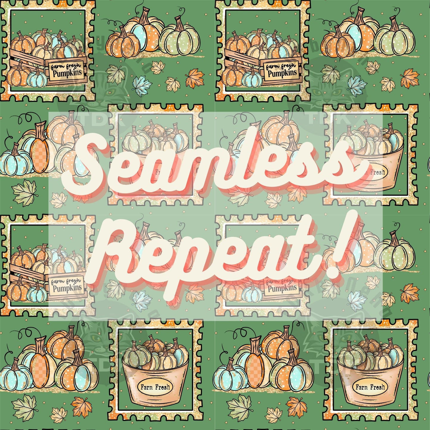 Farm Fresh Pumpkins Seamless PNG (Green)