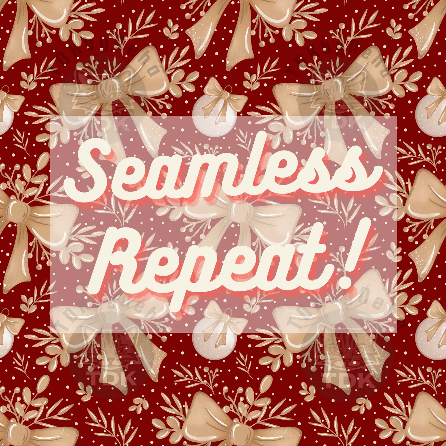 Christmas Bows Seamless PNG Red