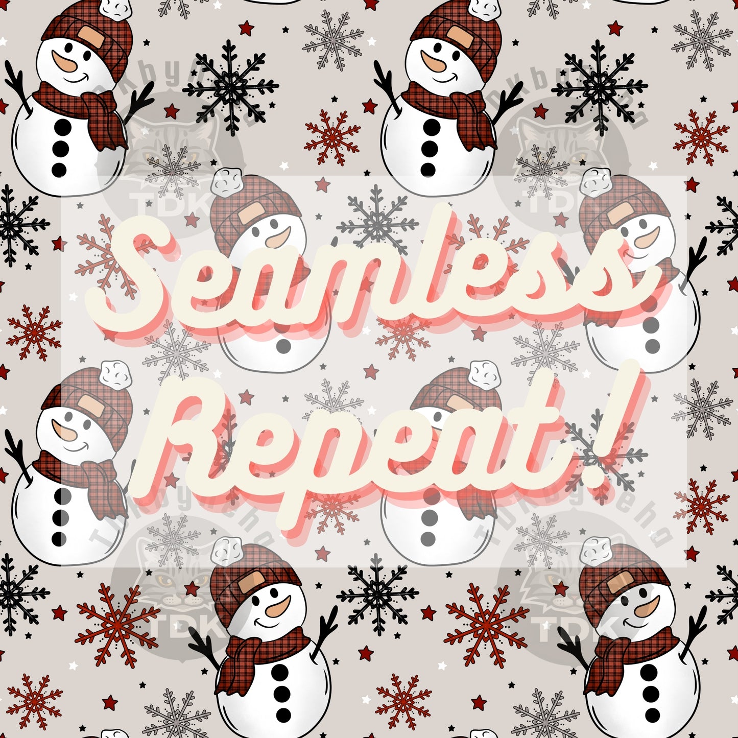 Checkered Snowman Seamless PNG (Neutral)