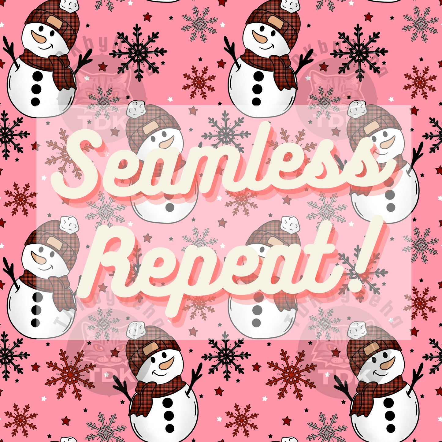 Checkered Snowman Seamless PNG (Pink)