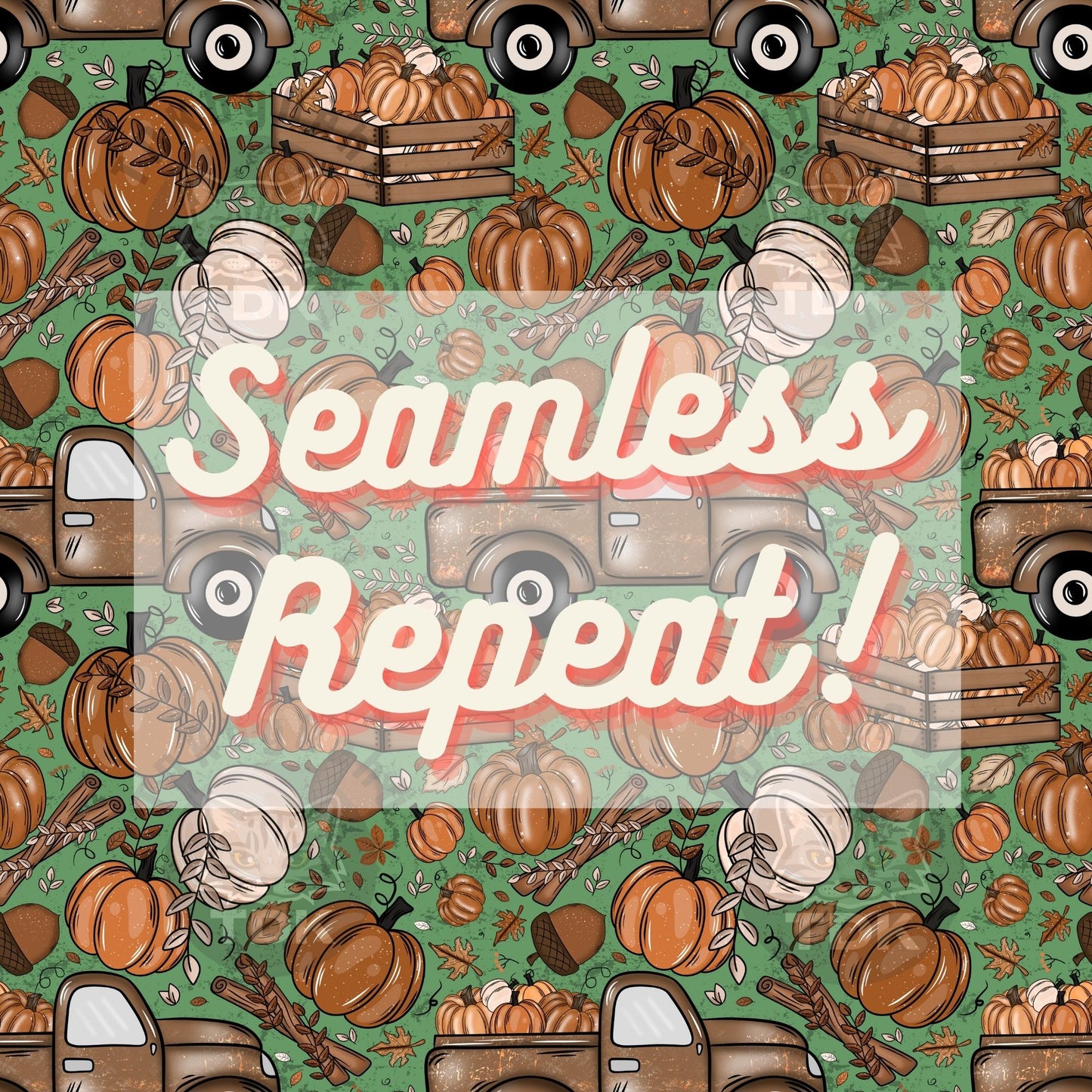 Fall Pumpkin Truck Seamless (Green)