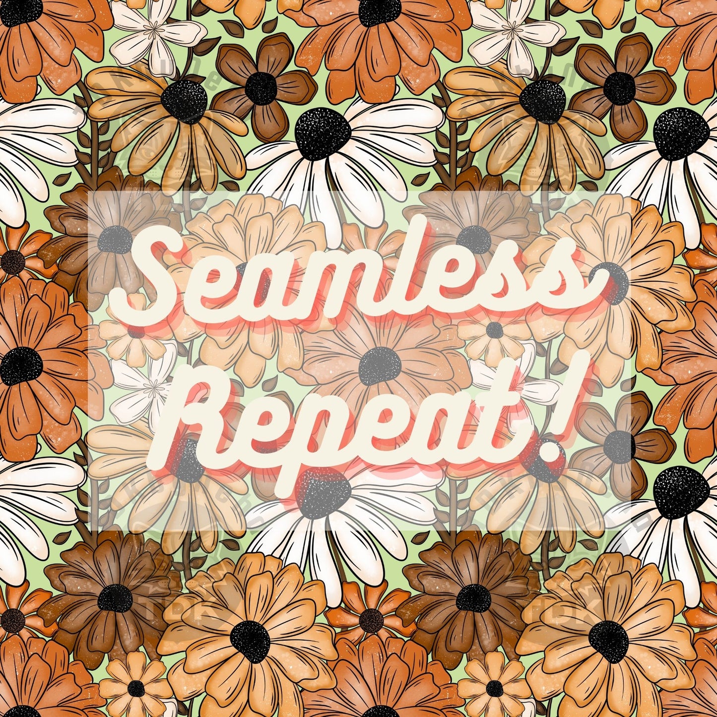 Fall Florals Seamless PNG (Mint)