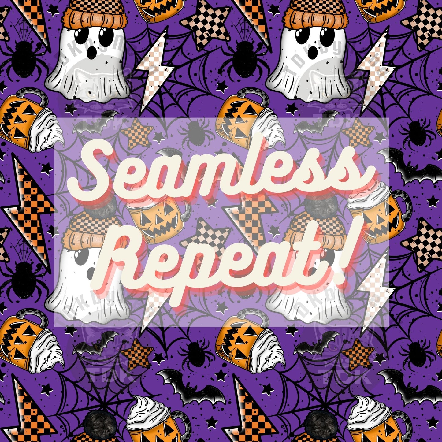 Spooky Neutral Halloween Seamless PNG (purple)