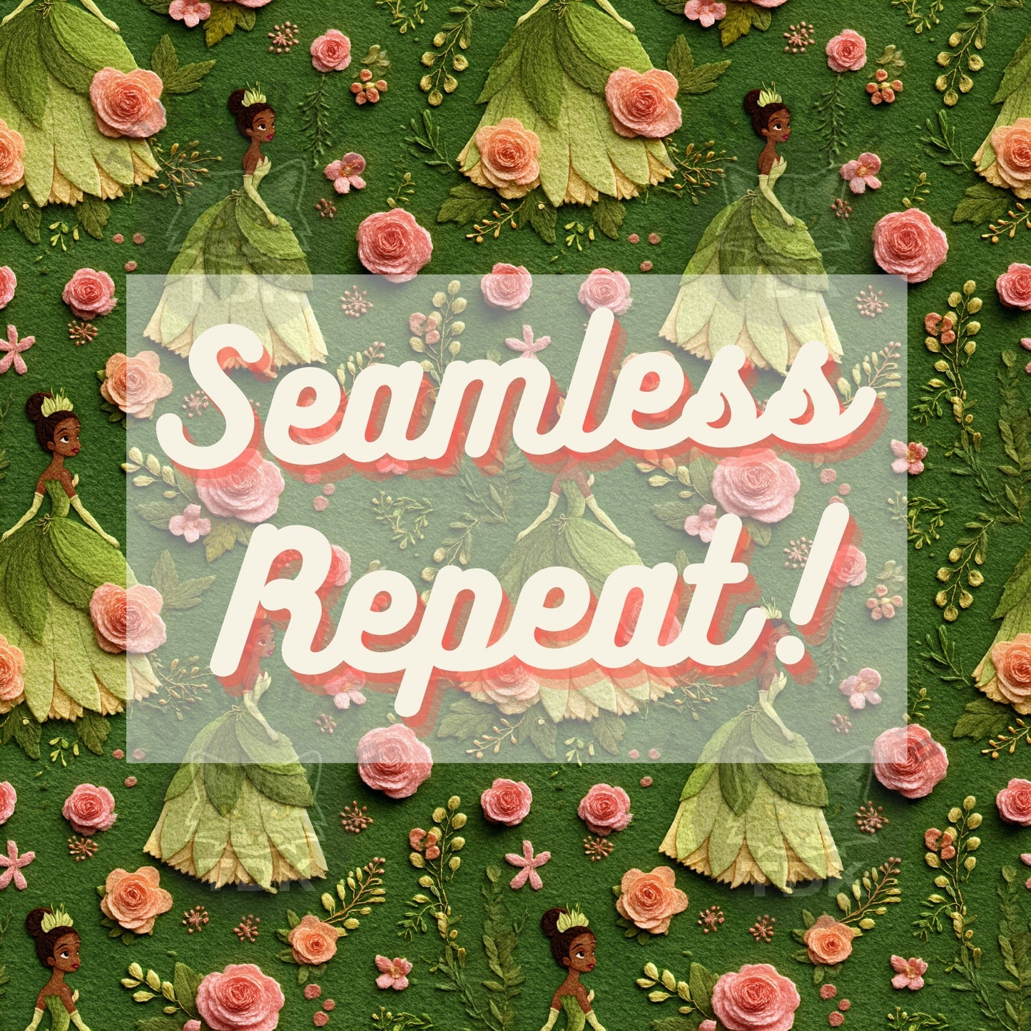 WEBSITE EXCLUSIVE - Princess T and Rose Seamless Pattern