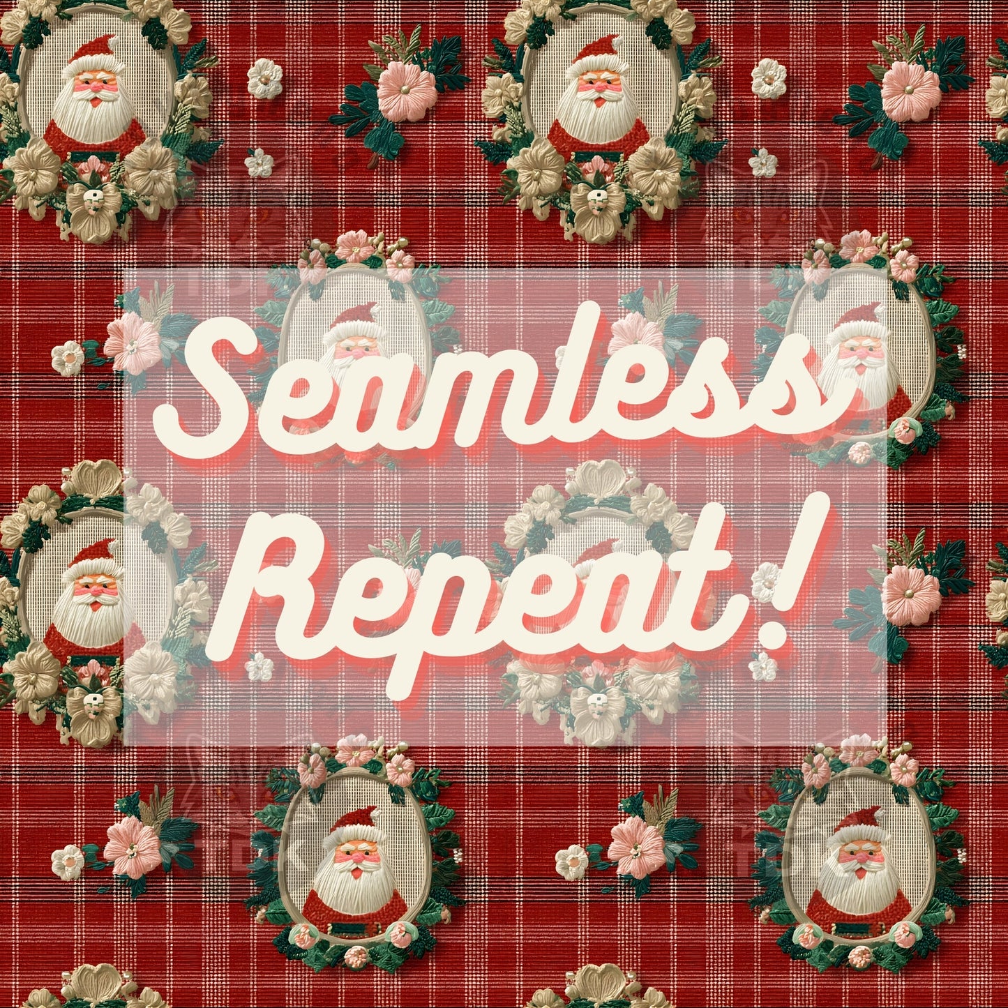 Checkered Christmas Santa Frames Seamless JPG