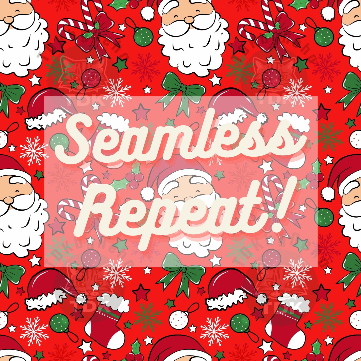 Bright Red Coquette Retro Santa Seamless