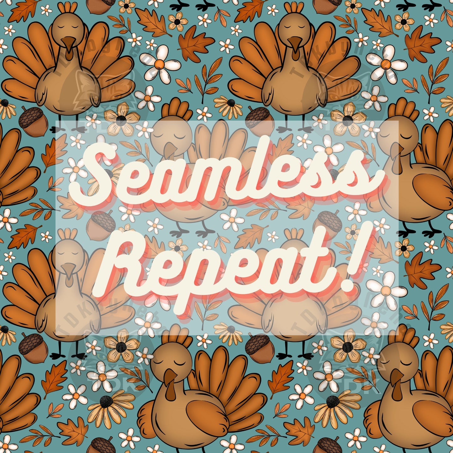 Floral Turkey Seamless PNG (TBlue)