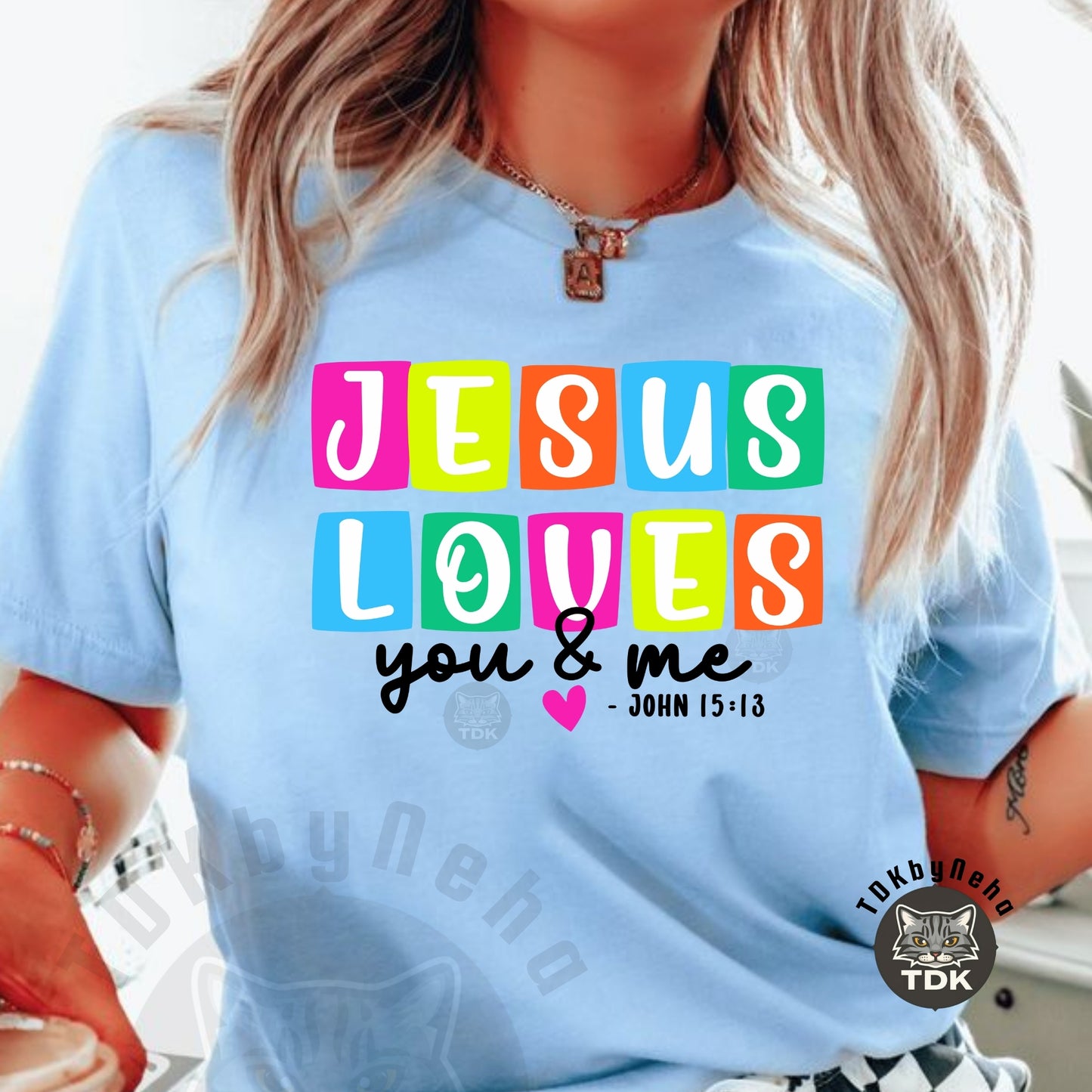 Neon Jesus Loves You n Me PNG