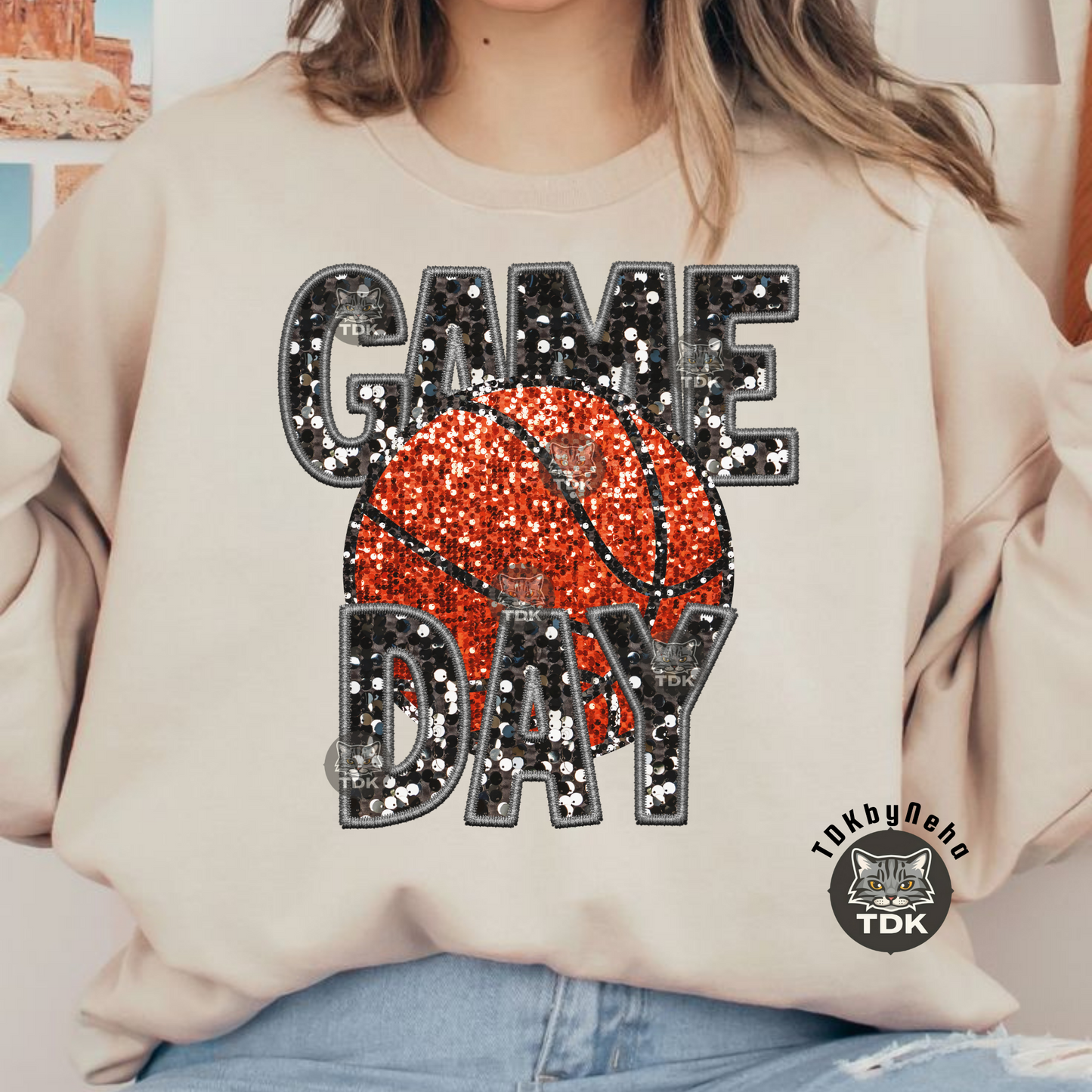 Sparkly Basketball Png Faux Sequin Game Day png Faux Patch Tshirt Design, School Spirit, Glitter Sublimation Design Digital Download