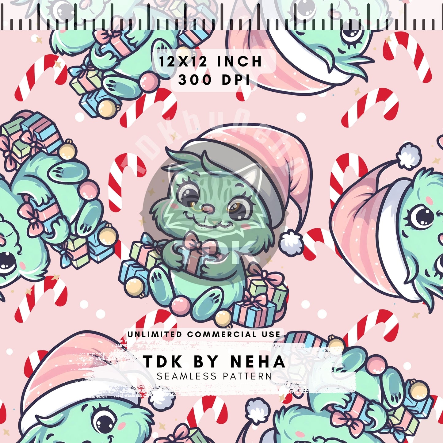 Instant Download Christmas Mean Guy Seamless Digital Paper for Fabric Print Pink
