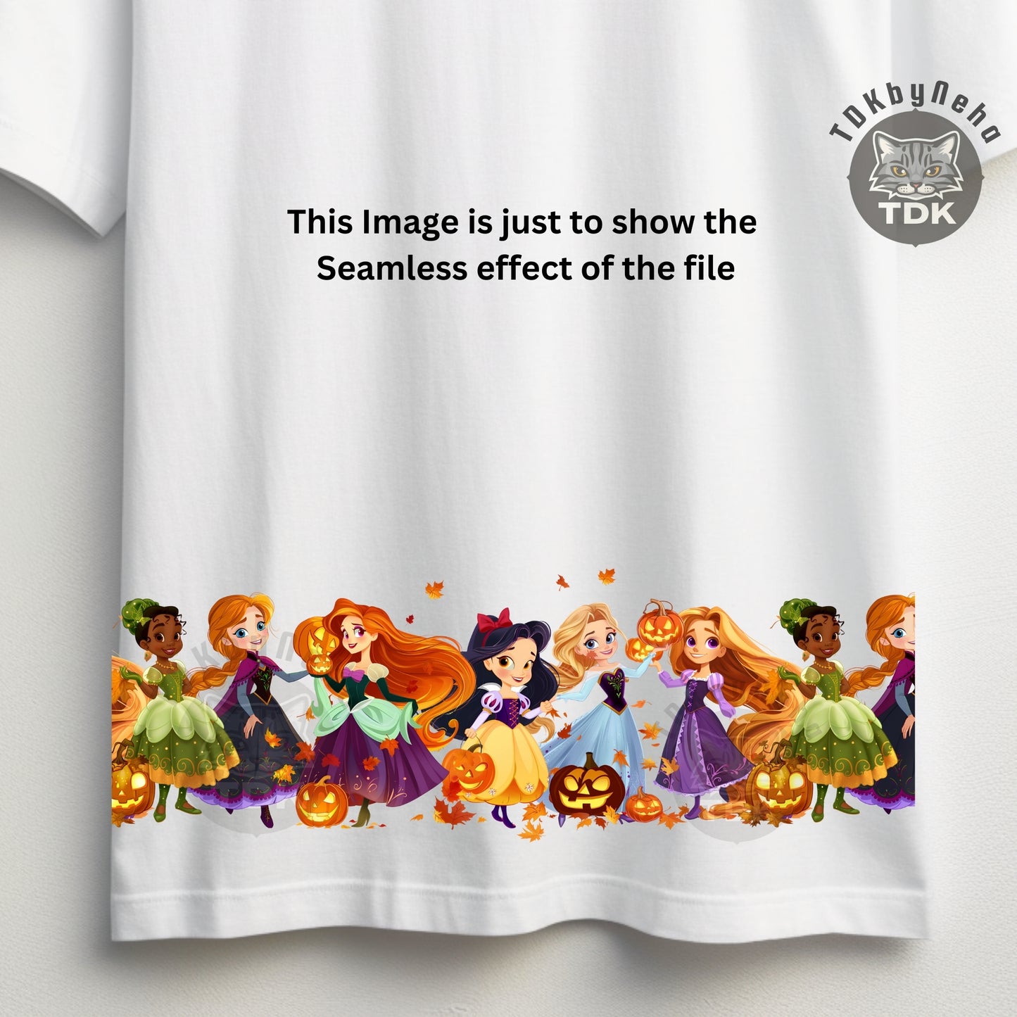 Instant Download - Halloween Princesses Seamless Border PNG