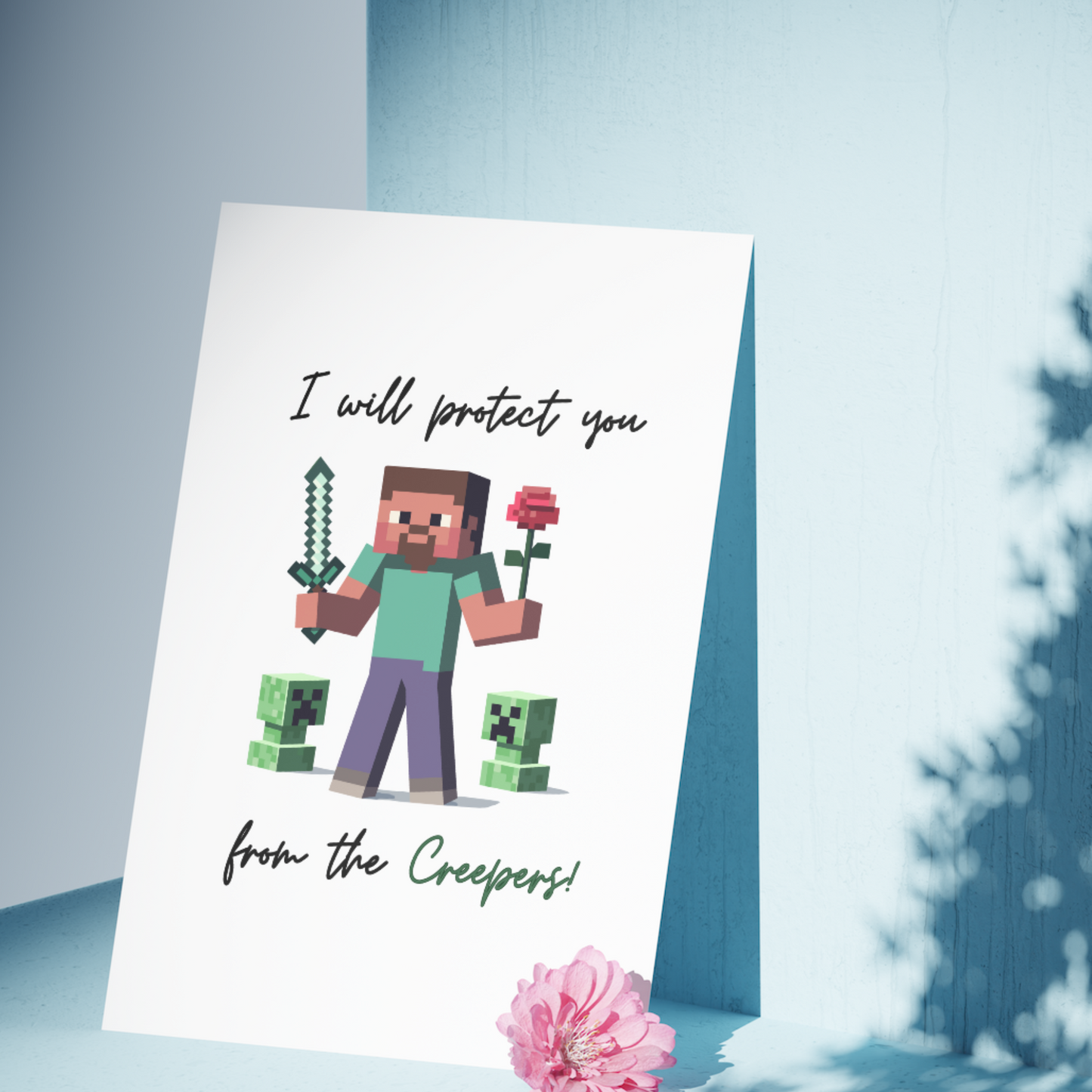 Website Exclusive Valentines Minecraft Protect you from Creepers PNG