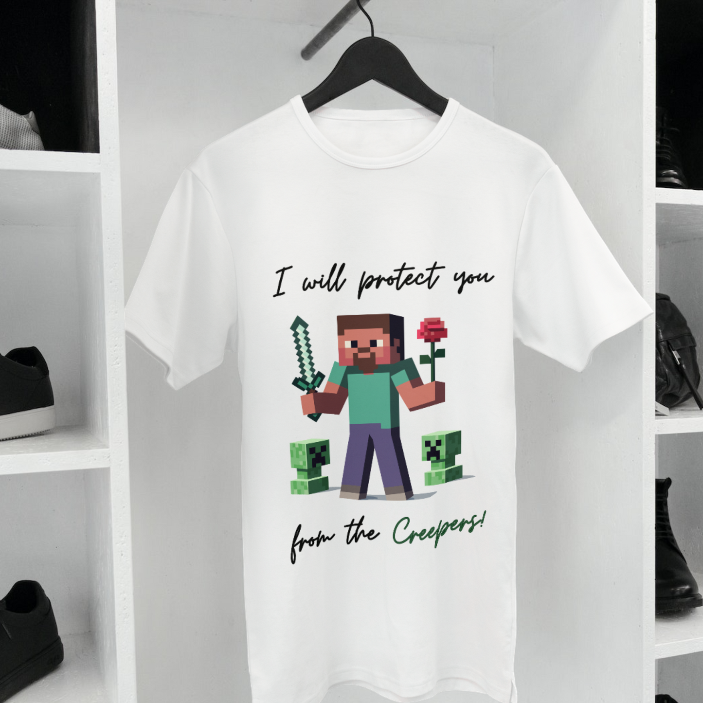 Website Exclusive Valentines Minecraft Protect you from Creepers PNG