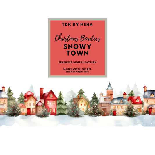 Christmas Snowy Town Border PNG