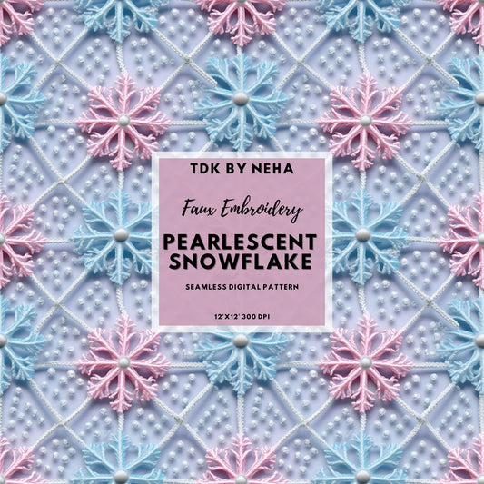 Winter Pastel Pearly Snowflakes Seamless Pattern JPG