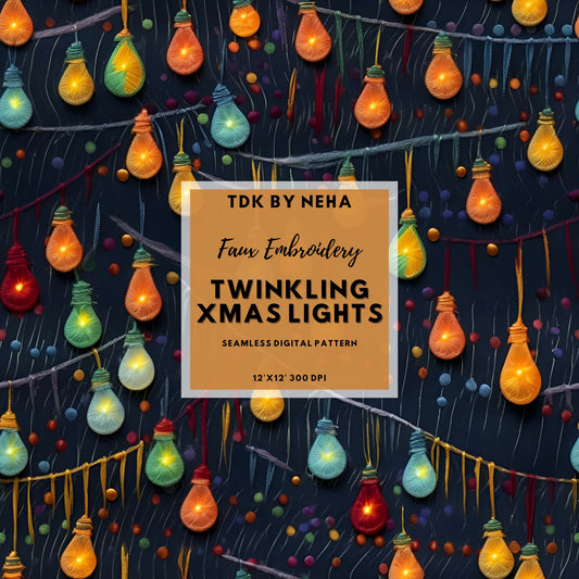 Twinkling Christmas Lights Seamless Pattern JPG