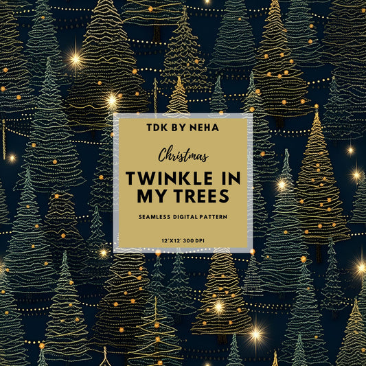 Twinkling Christmas Tree Seamless Pattern JPG