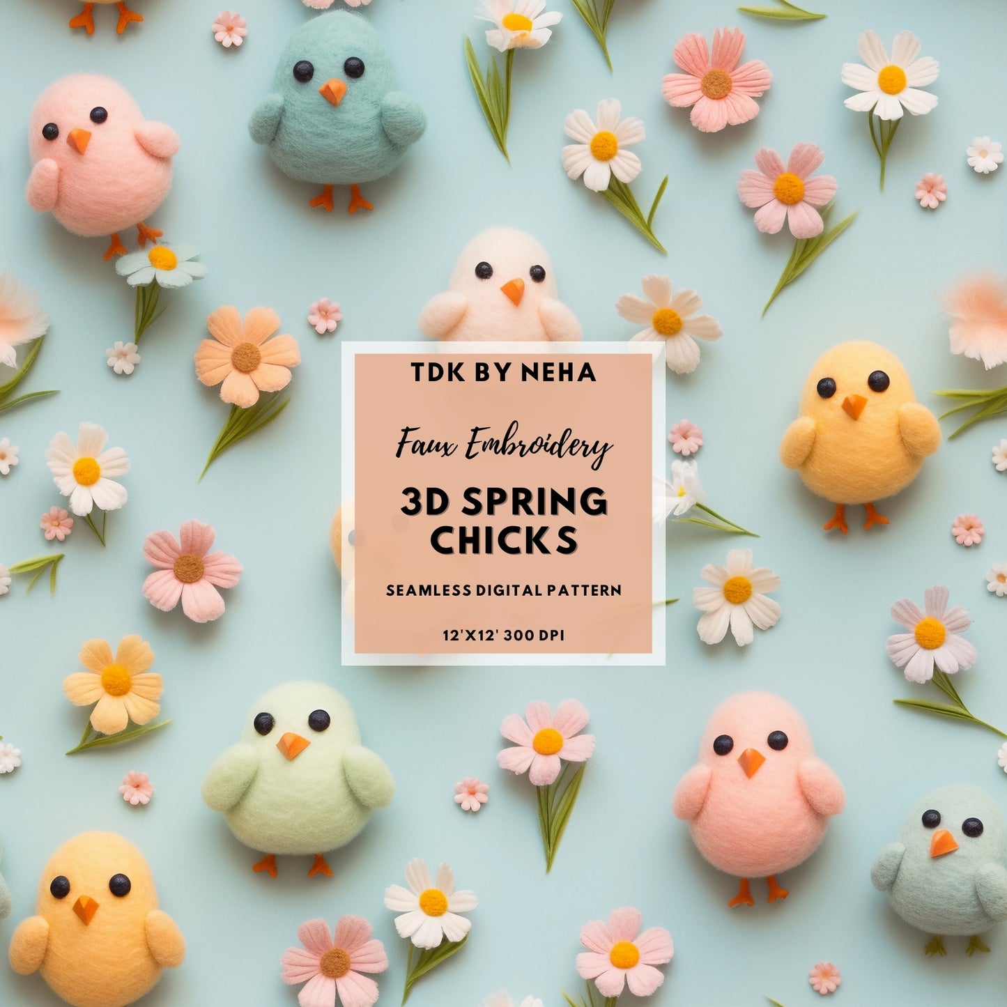 3D Spring Birds Seamless JPG