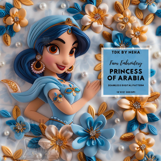 Instant Download Arabian Princess Frozen Seamless Digital Paper for Fabric Printing