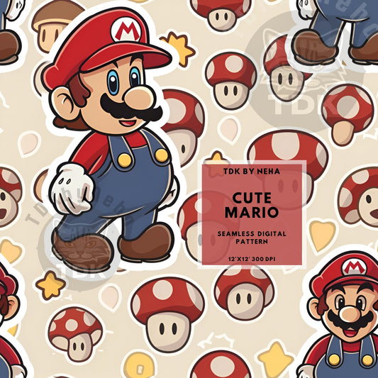 Instant Download Video Game Bros Seamless Digital Paper for Fabric Printing,Cute Character Seamless Repeat Sublimation Design