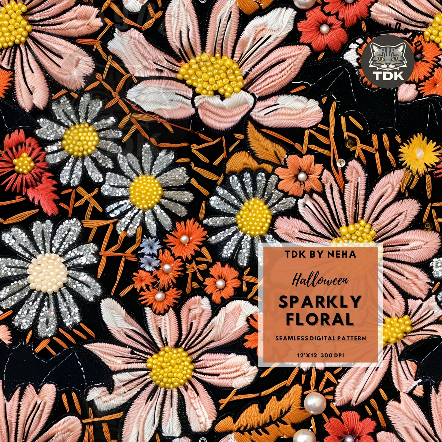 Fall Sparkly Floral Seamless JPG