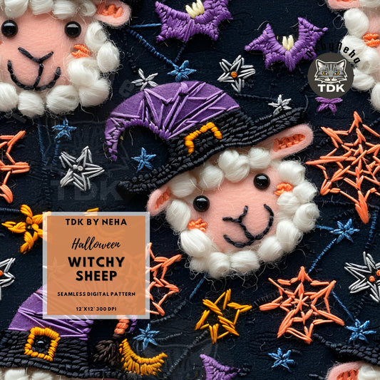 Halloween Witchy Sheep Seamless JPG