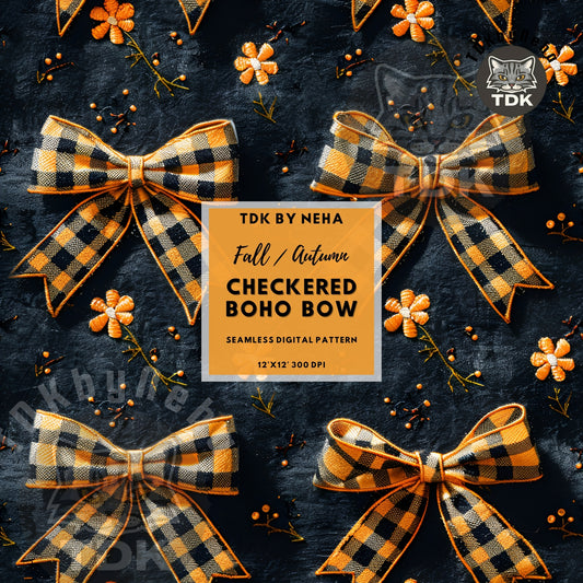 Fall Checkered Coquette Bow Seamless JPG